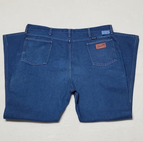 Vintage 1970s Wrangler Unisex Extra High Rise Boot Cut Dark Wash Jeans 945DEN - Picture 6 of 11